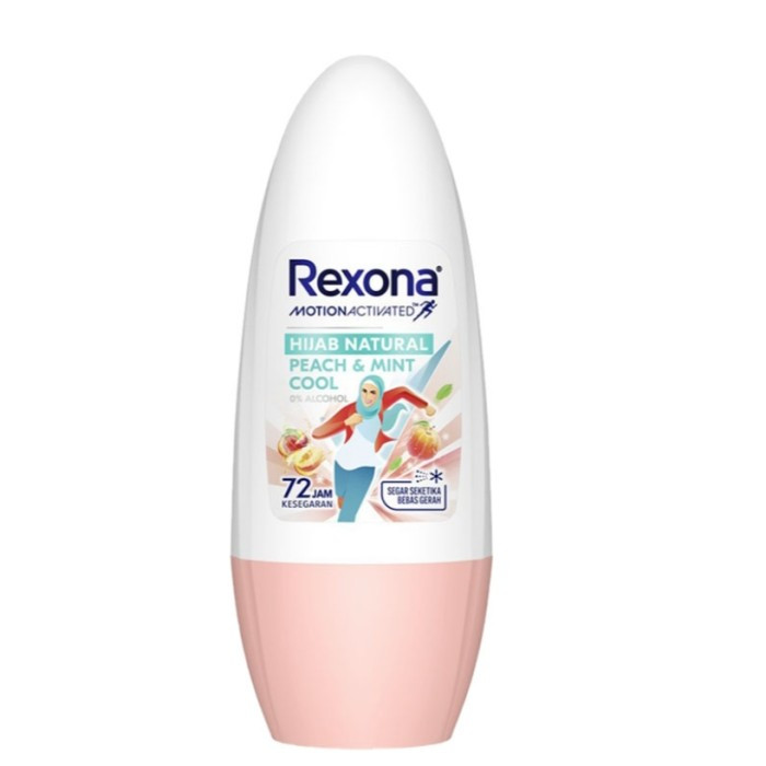 ゆり　Rexona 45ml*20 Rexona Deodorant Roll On Hijab Women Peach & Mint Cool, 45ml