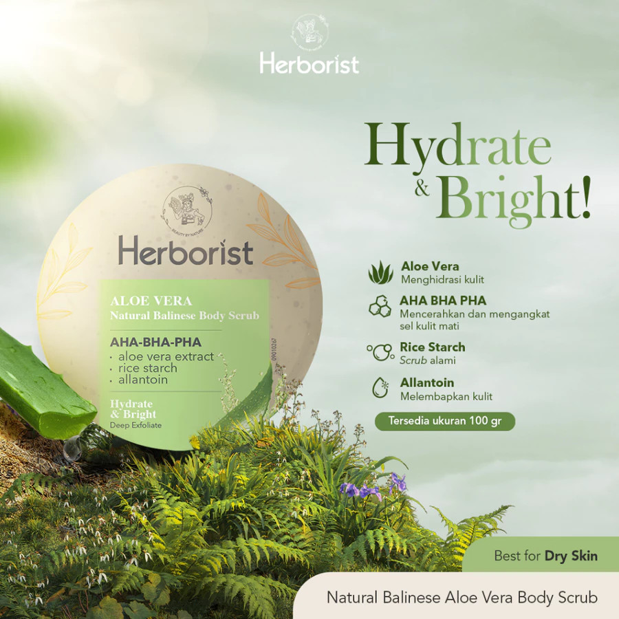 Herborist Natural Balinese Body Scrub AHA-BHA-PHA Aloe Vera, 100gr