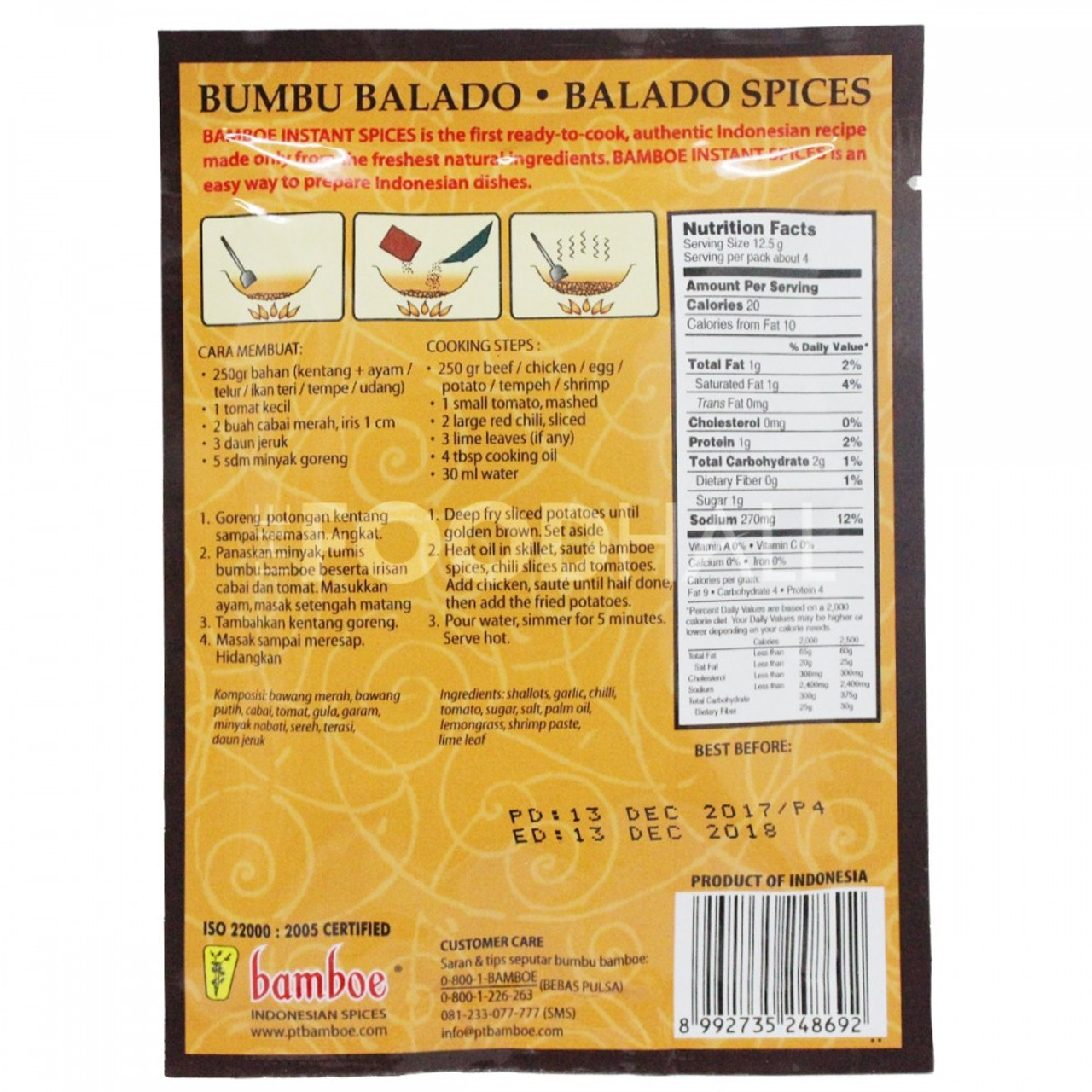 Bamboe Balado Spices, 50 Gram7 Oz