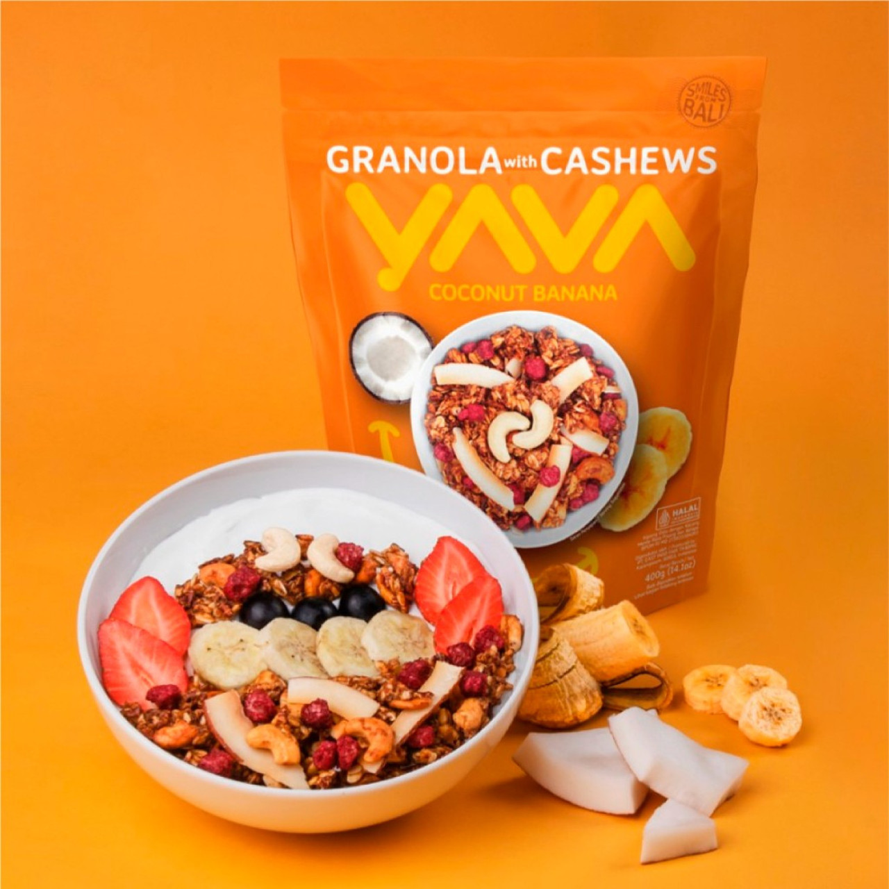 YAVA Granola Bites Coconut Banana, 125gr