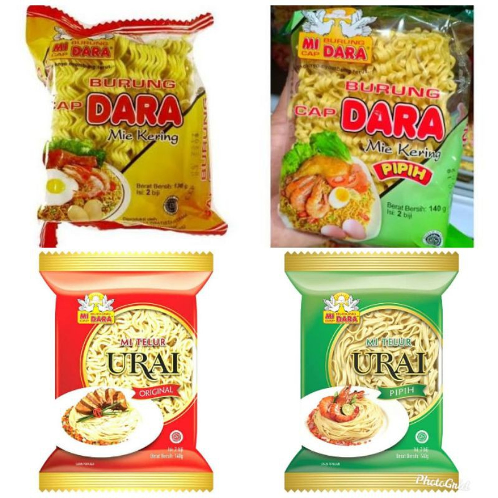 Mie Telur Cap Burung Dara Mie Urai Pipih 140 gr