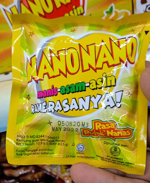 Nano Nano Rasa Rujak Nanas (Pineapple Salad) Candy, 12.5 gr (6 sachets) 