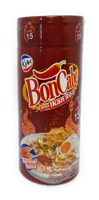 Kobe Bon Cabe (Boncabe) Sprinkle Chili Flakes Level 15 with Roa Fish, 40 Gram