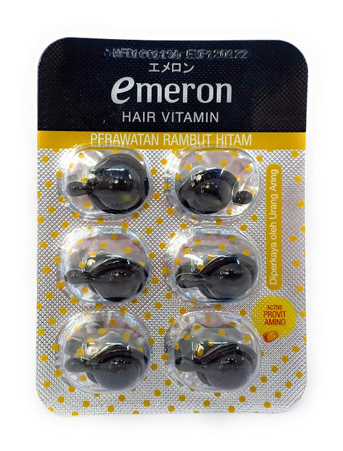 Emeron Hair Vitamin Black and Shine, 1 Blister (@ 6 Capsule) 