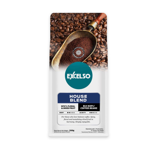 Excelso House Blend - Coffee Bean, 200 Gram (Pouch)