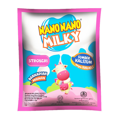 Nano Nano Candy Milky Strawberry, 12gr (Pack of 3)