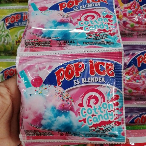 Pop Ice Cotton Candy Flavored Milk Shake Powder, @23gr (10 Sachets)