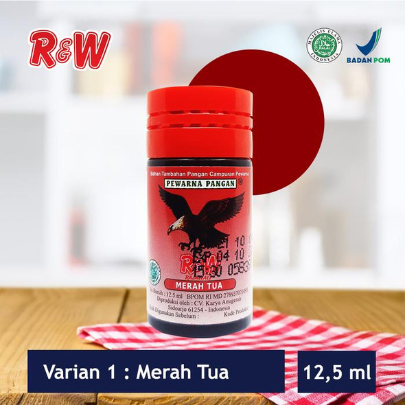 R&W Rajawali Dark Red Food Coloring, 12.5 ml