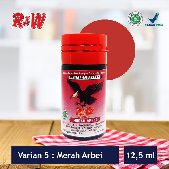 R&W Rajawali Red Arbei  Food Coloring, 12.5 ml