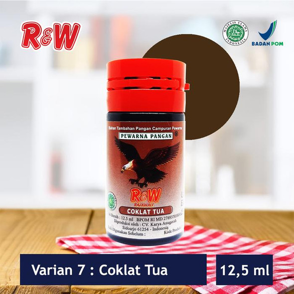R&W Rajawali Dark Brown Food Coloring, 12.5 ml