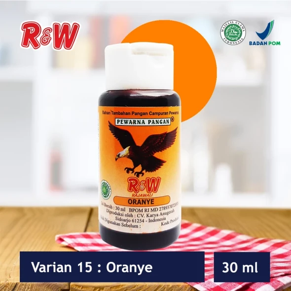R&W Rajawali Orange Food Coloring, 30 ml