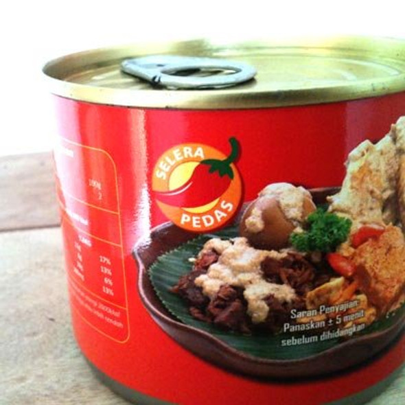 Bu Tjitro Gudeg Kaleng Yogyakarta Pedas - Canned Hot Spicy Flavor, 210 Gram (7.4 Oz)