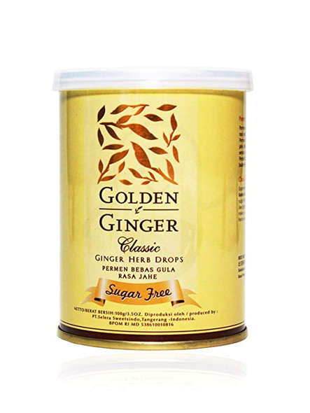Sunny Ville Golden Ginger Herb Drops Classic (sugar free), 100 Gram / 3.5 Oz