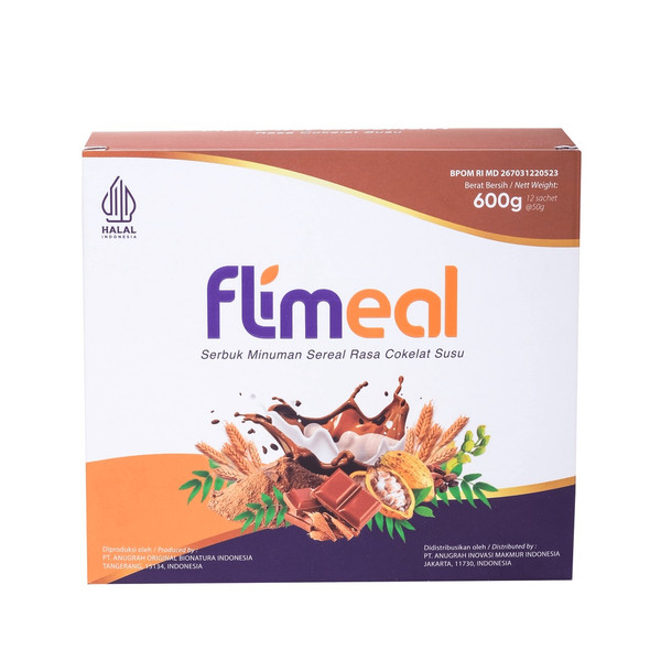 Flimty Flimeal (Meal Replacement) Milk Chocolate Cereal Powder, 600gr (12 sachets @50gr)