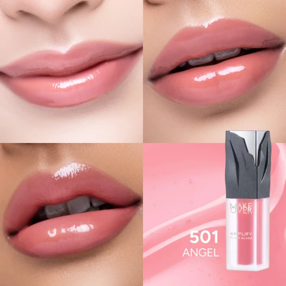 MAKE OVER Amplify Fluid Glass Lip Gloss 501 Angel, 4.7gram