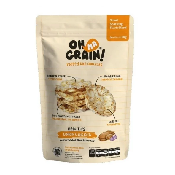 Oh Ma Grain Popped Rice Crackers Onion Chicken, 50gr