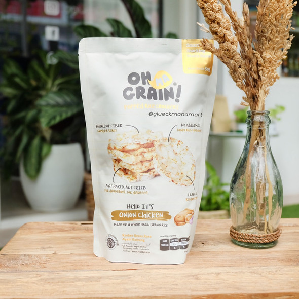 Oh Ma Grain Popped Rice Crackers Onion Chicken, 50gr
