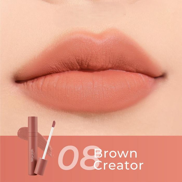Wardah Lip Cream Colorfit Velvet Matte 08 Brown Creator, 4 gr
