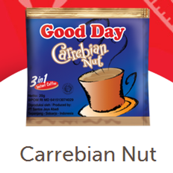 Good Day Carrebian Nut Coffee Instant Hazelnuts Flavor, 600 Gram (30ct x @20gr) - (21.16 Oz)