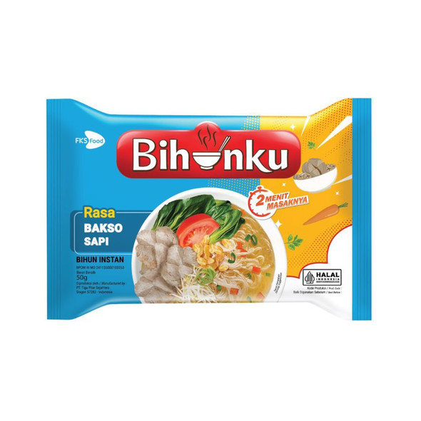 Bihunku Bihun Instan Bakso Sapi (Instant Beef Meatball Vermicelli), 55gr