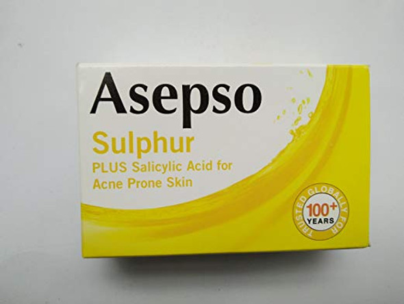 Asepso Sulphur Soap Plus Salicylic Acid for Acne Prone Skin, 80 gram