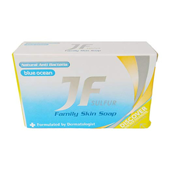 JF Sulfur Family Natural Anti Bacterial Bar Soap Blue Ocean, 90 Gram