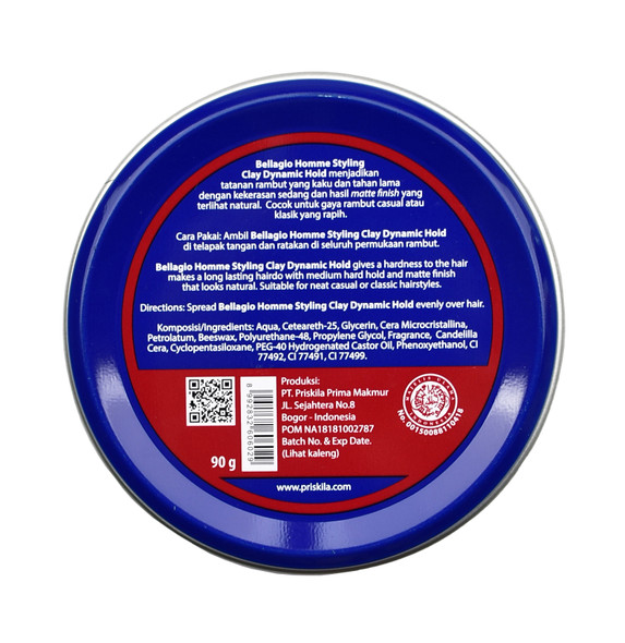 Bellagio Homme Styling Clay Dynamic Hold, 90gr