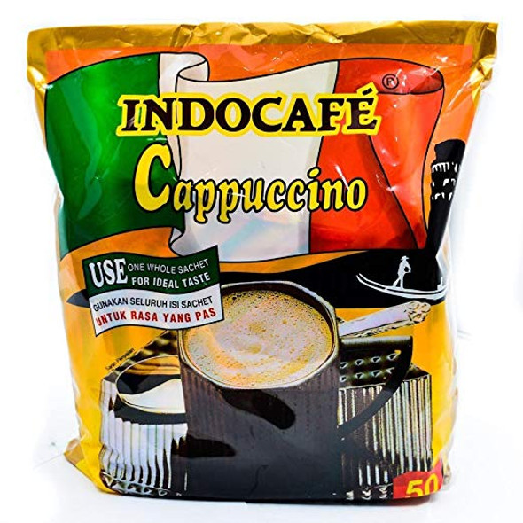Indocafe Cappuccino Instant Coffee 50-ct, 1250 Gram