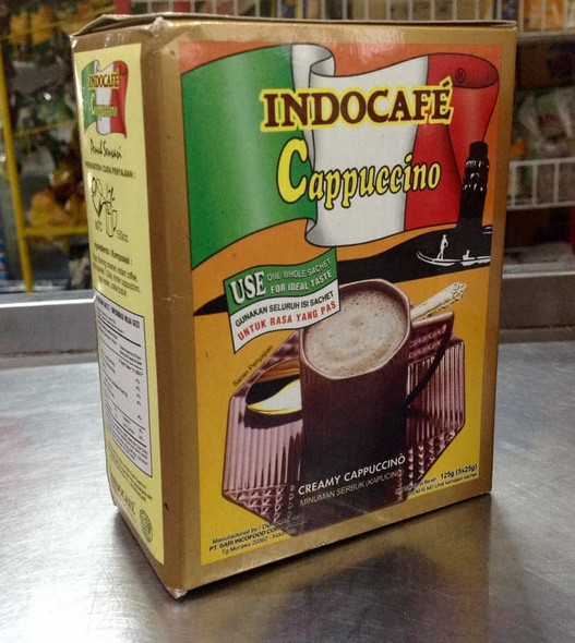 Indocafe Cappuccino Instant Coffee box of 5-ct, 125 Gram