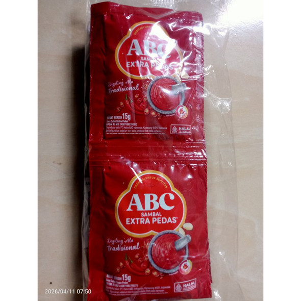 ABC Sambal Extra Pedas (Extra Spicy Sambal), 150gr ( 10ct @15gr)