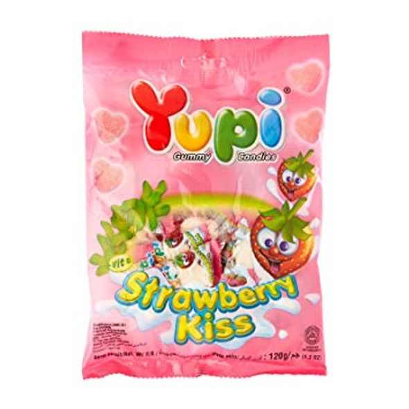 Yupi Gummy Candy Strawberry Kiss, 120 Gram / 4.2 Oz