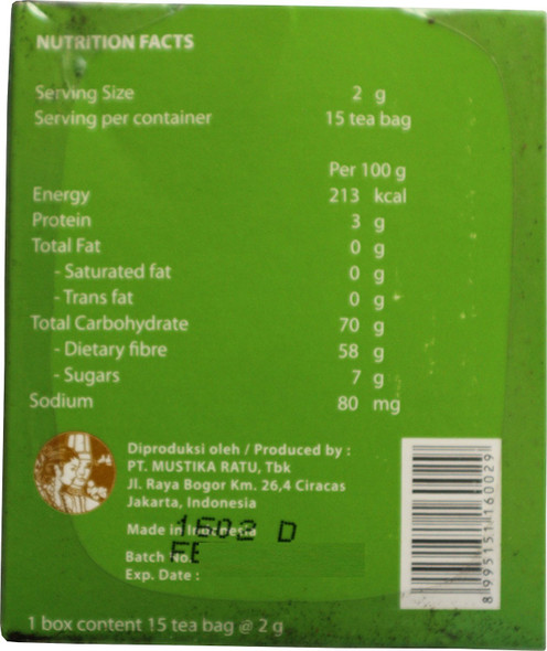 Mustika Ratu Slimming Tea Herbal 15-ct, 30 Gram