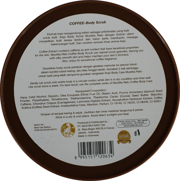 Mustika Ratu Coffee Body Scrub Sabun Lulur,  200 Gram