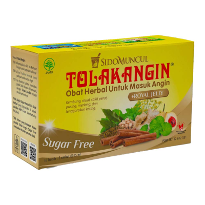 Sugar Free Sido Muncul Tolak Angin Herbal Bebas Gula with Royal Jelly 5-ct, 75 Ml/2.5 fl oz