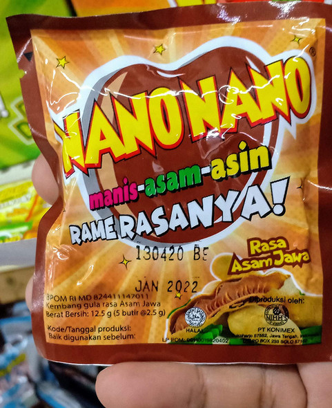 Nano Nano Rasa Asam Jawa (Tamarind Flavor) Candy, @12.5 gr (12 sachets)