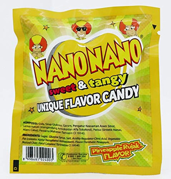 Nano Nano Rasa Rujak Nanas (Pineapple Salad) Candy, 12.5 gr (12 sachets) 