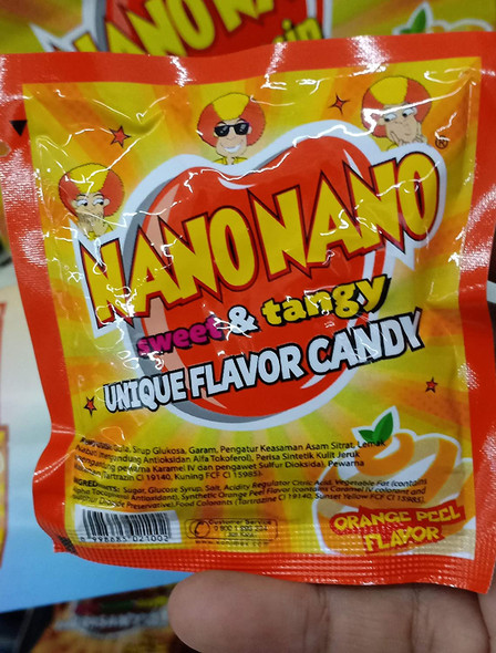 Nano Nano Manis Asem Asin Rasa Kulit Jeruk (Orange Peel) Candy, 12.5 gr (12 sachets) 
