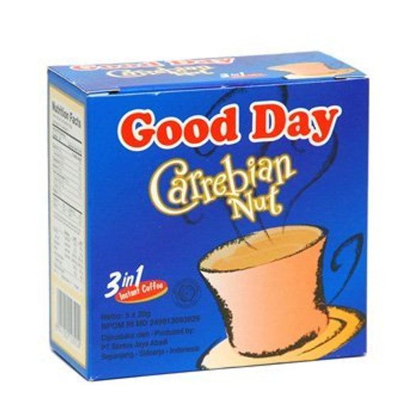 Good Day Carrebian Nut Coffee Instant Hazelnuts Flavor, 100 Gram (5ct x @20gr) - (3.52 Oz)