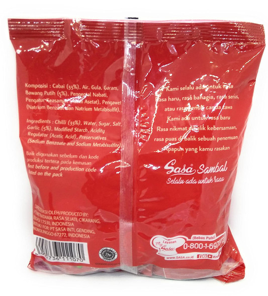 Sasa Sambal Ekstra Pedas (Extra Hot Chili Sauce), 24 Sachets @8 Gram