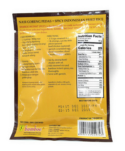 Bamboe Bumbu Nasi Goreng Pedas (Spicy Indonesian Fried Rice), 40 Gram 