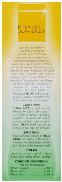 Cap Lang Eagle Brand Telon Oil, 100 ml