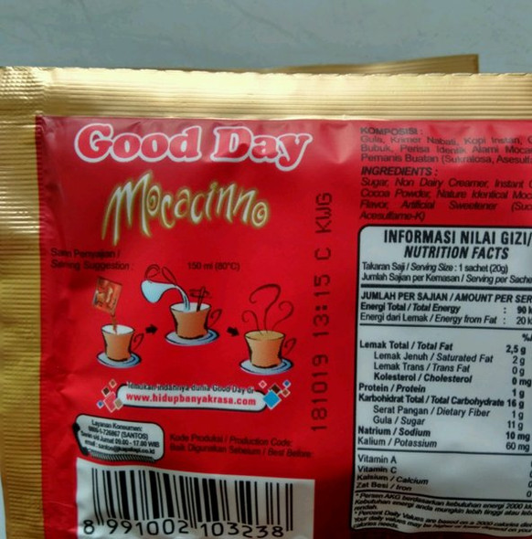 Good Day Moccacino 100 Gram (3.52 Oz) Instant moccacinno Flavor 5-ct @ 20 Gram