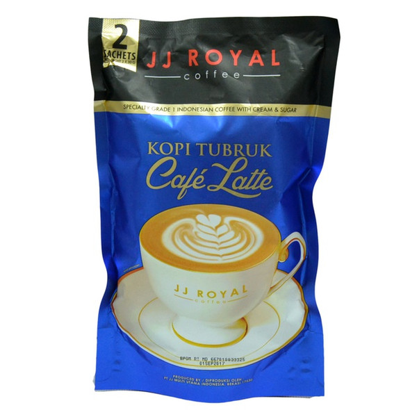 JJ Royal Kopi Tubruk Coffee Cafe' Latte, 2 Sachets @ 30 Gram