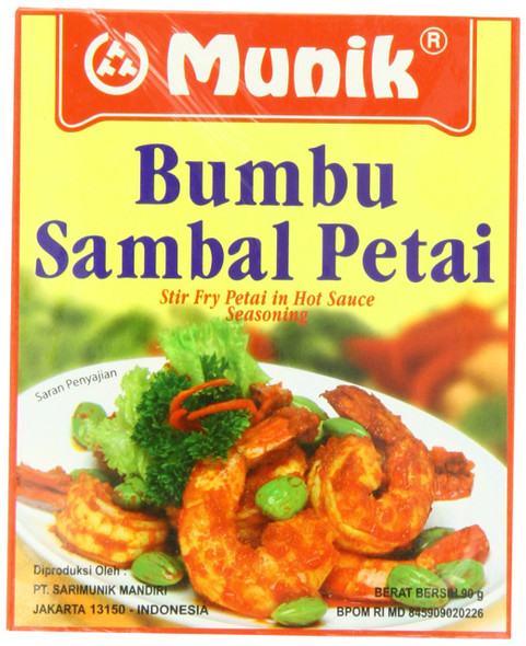 Munik Bumbu Sambal Petai Stir Fry Petai in Hot Sauce Seasoning, 90 gr