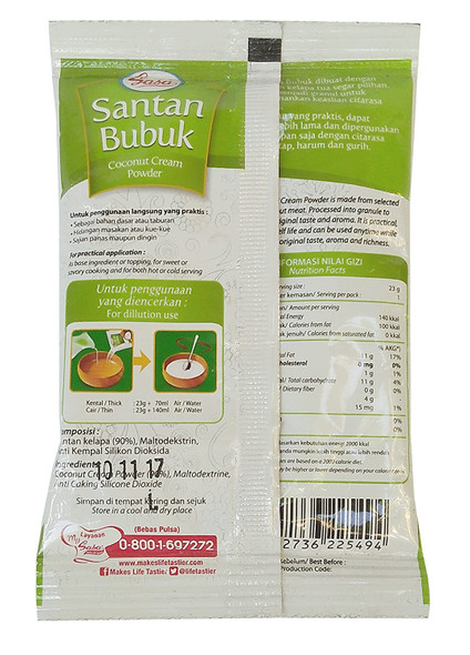 Sasa Santan Kelapa Bubuk - Coconut Cream Powder, 23 Gram/0.7 Oz (Pack of 10) 