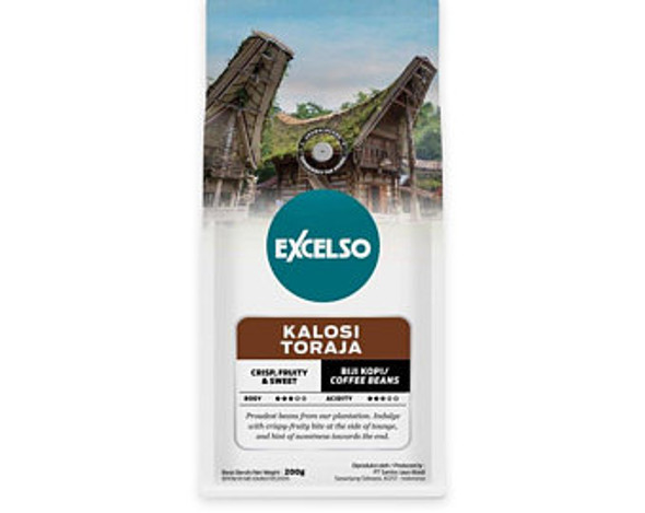 Excelso Kalosi Toraja - Coffe Beans, 200 Gram (Pouch)