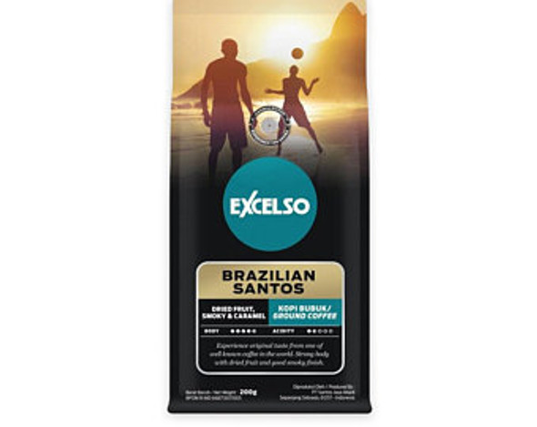 Excelso Brazilian Santos - Ground Coffee, 200 Gram (Pouch)