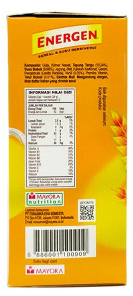 Energen Cereal and Milk Synergize Vanilla Box, 145 gram (5ct x @29gr)