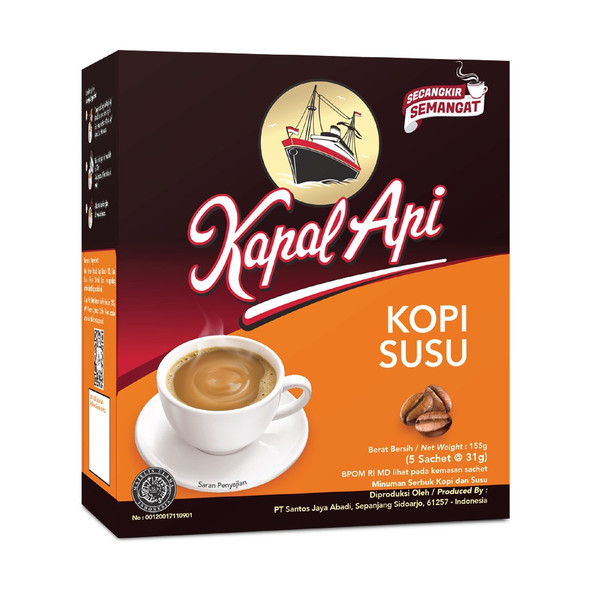 Kapal Api Kopi Susu Instant Coffee, 155 gr - 5.4 oz