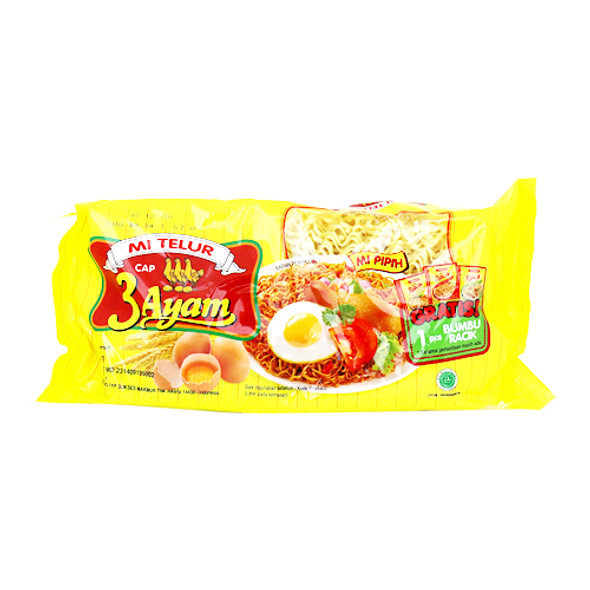 Mie Telor Cap Tiga Ayam Kuning Pipih Flat Noodles 200 gr 